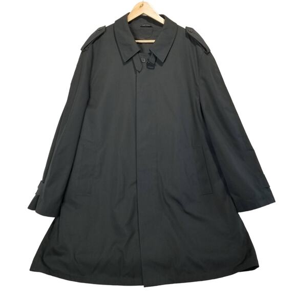 Oleg Cassini Trench Coat Mens 48 All Weather Designer Dark Gray - Picture 1 of 15